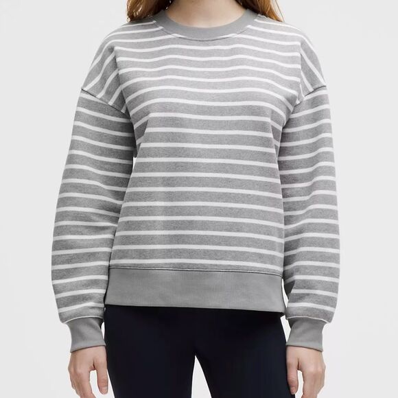 lululemon athletica Tops - Lululemon Gray White Stripe Perfectly Oversized Pullover Sweatshirt. Small. NEW
